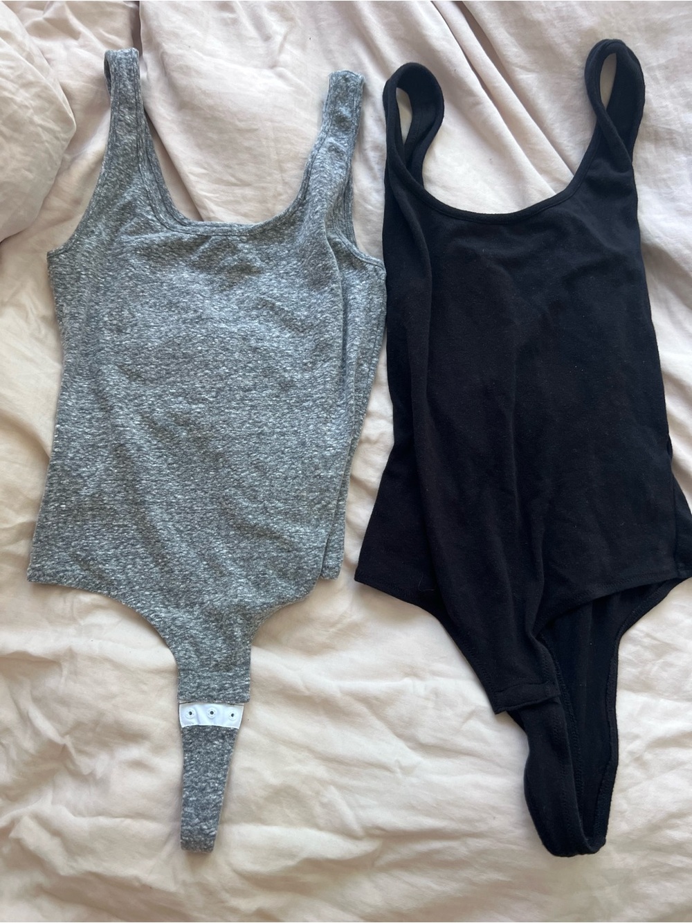 NWOT. Bundle of 2 made well tank bodysuits. Gray and Black Knit Top